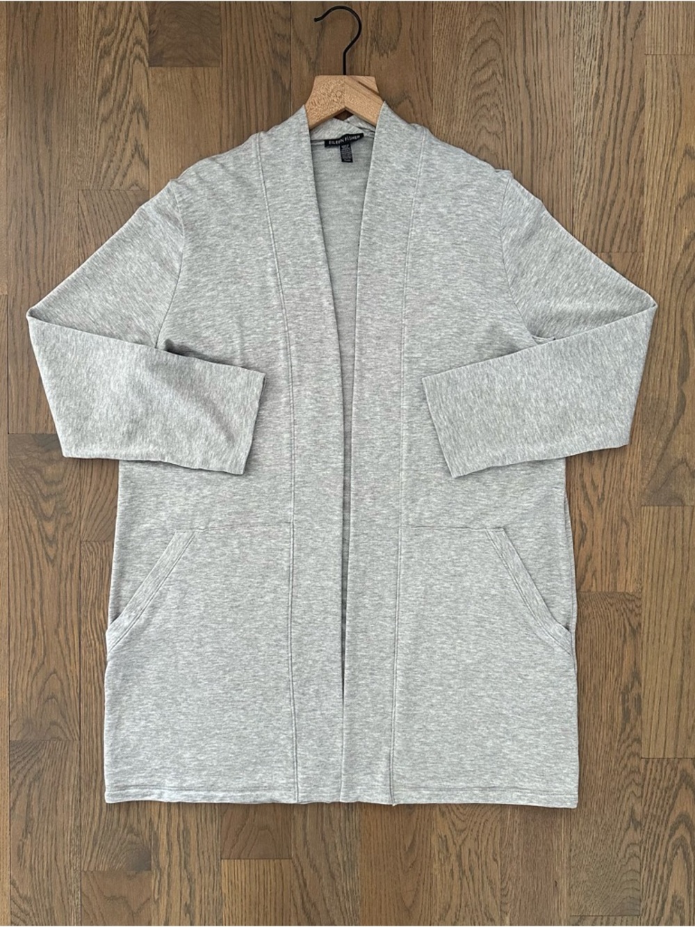 Eileen Fisher Tencel Mid-Length Jersey Kimono Open Top in Heather Grey Medium